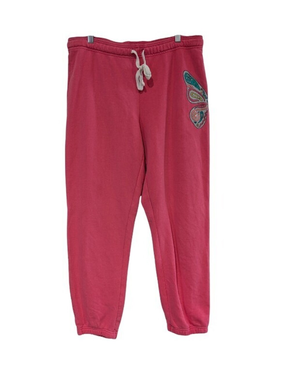 Joe Boxer Women's Butterfly Jogger Sweatpants Pink, Size Large, Drawstring Waist